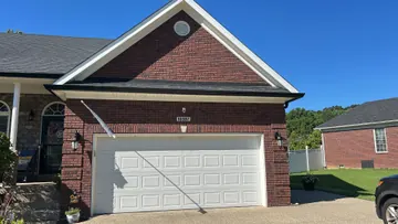 Finished gutters above a garage